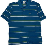 Lacoste Striped Polo Shirt - Large Green Cotton