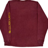 Carhartt Long Sleeve T-Shirt - Large Burgundy Cotton