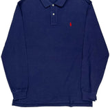 Polo By Ralph Lauren Long Sleeve Polo Shirt - Large Blue Cotton