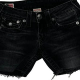 True Religion Studded Denim Shorts - 25W US 0 Black Denim