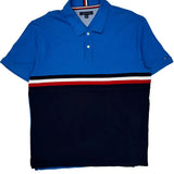 Tommy Hilfiger Striped Polo Shirt - XL Blue Cotton