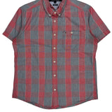 Tommy Hilfiger Checked Short Sleeve Shirt - Large Gray Cotton