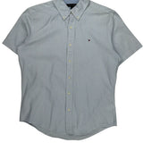 Tommy Hilfiger Striped Short Sleeve Shirt - Medium Blue Cotton