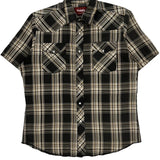 Wrangler Checked Short Sleeve Shirt - Large Black Cotton