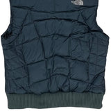 550 Fill The North Face Hooded Puffer Vest - Small Blue Polyester
