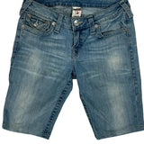 True Religion Contrast Stitch Denim Shorts - 28W UK 8 Light Wash Denim