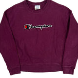 Reverse Weave Champion Spellout Sweatshirt - Large Purple Cotton