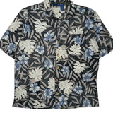Op Floral Hawaiian Shirt - Large Black Cotton