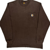 Carhartt Long Sleeve T-Shirt - Large Brown Cotton