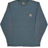 Carhartt Long Sleeve T-Shirt - Small Blue Cotton