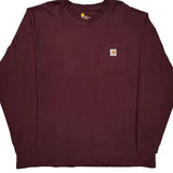 Carhartt Long Sleeve T-Shirt - 2XL Burgundy Cotton
