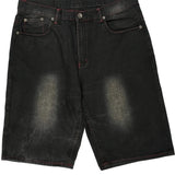 Embroidered Unbranded Baggy Denim Shorts - 37W 12L Black Denim