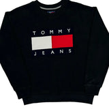 Tommy Jeans Spellout Sweatshirt - Small Black Cotton