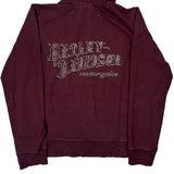 Harley Davidson Spellout Hoodie - Large Burgundy Cotton
