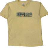 North Carolina Anvil Single Stitch T-Shirt - Large Yellow Cotton