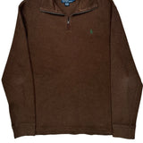Polo By Ralph Lauren 1/4 Zip - Large Brown Cotton