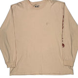Spellout Carhartt Long Sleeve T-Shirt - 2XL Beige Cotton