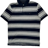 Tommy Hilfiger Striped Polo Shirt - Medium Gray Cotton