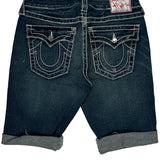 True Religion Contrast Stitch Denim Shorts - 28W US 2 Dark Wash Denim