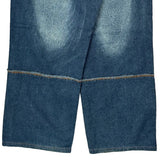 Patchwork Design Phat Farm Baggy Jeans - 38W 22L Blue Cotton