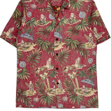 Tees Hawaii Floral Hawaiian Shirt - Small Red Cotton