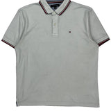Tommy Hilfiger Striped Polo Shirt - XL White Cotton