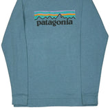 Responsibili-Tee Patagonia Graphic Long Sleeve T-Shirt - XS Blue Cotton Blend