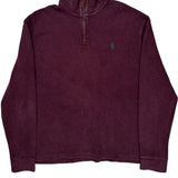 Polo By Ralph Lauren 1/4 Zip - Large Burgundy Cotton
