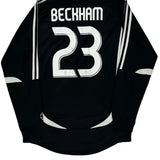 David Beckham Real Madrid Adidas 2006-07 Away Long Sleeve Football Shirt - Large Black Polyester