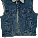 80S Made In USA Levis Sherpa Lined Denim Vest - Medium Blue Denim