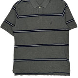 Nautica Striped Polo Shirt - Large Grey Cotton