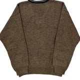 Lacoste V-Neck Sweater - Large Brown Wool