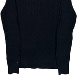 Tommy Hilfiger V-Neck Sweater - Small Black Cotton