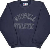 Made In USA Russell Athletic Spellout Sweatshirt - XL Navy Cotton Blend