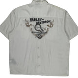 Legendary Motorcycles Harley Davidson Graphic Short Sleeve Shirt - XL White Cotton