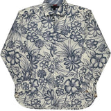Tommy Hilfiger Floral Hawaiian Shirt - Large Blue Cotton