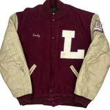 Foxes Neff College Varsity Jacket - Large Beige Leather