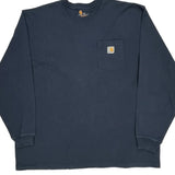 Carhartt Long Sleeve T-Shirt - 2XL Navy Cotton