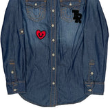 Embroidered Patches True Religion Graphic Denim Shirt - XS Blue Denim