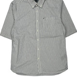 Tommy Hilfiger Striped Short Sleeve Shirt - Medium Blue Cotton