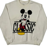 Classic Mickey Mouse Disney Cartoon Sweatshirt - Large White Cotton
