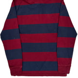Izod Striped Rugby Shirt - Small Burgundy Cotton