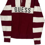 Guess Striped Rugby Shirt - Small Burgundy Cotton