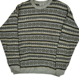 Farah Striped Sweater - XL Gray Acrylic