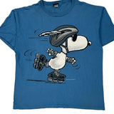 Snoopy Changes Single Stitch T-Shirt - XL Blue Cotton