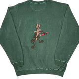 Road Runner Looney Tunes Cartoon Sweatshirt - Large Green Cotton