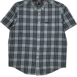 Chaps Ralph Lauren Checked Short Sleeve Shirt - Medium Gray Cotton