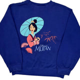 Mulan Disney Cartoon Sweatshirt - Large Blue Cotton