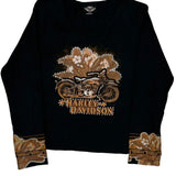 Harley Davidson Graphic Long Sleeve T-Shirt - Medium Black Cotton
