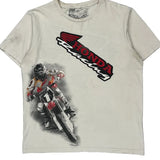 Motocross Honda Racing Graphic T-Shirt - Large Cream Cotton